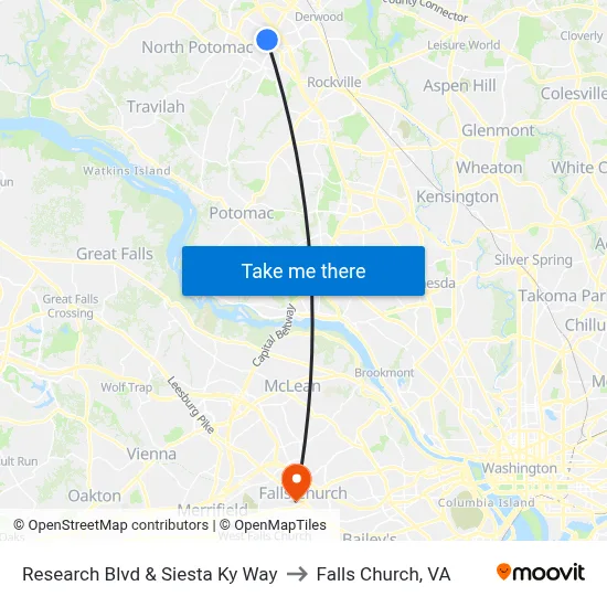 Research Blvd & Siesta Ky Way to Falls Church, VA map