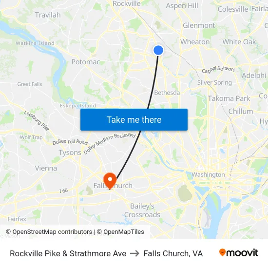 Rockville Pike & Strathmore Ave to Falls Church, VA map