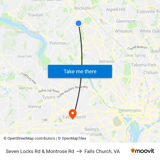 Seven Locks Rd & Montrose Rd to Falls Church, VA map