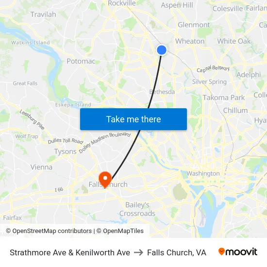 Strathmore Ave & Kenilworth Ave to Falls Church, VA map