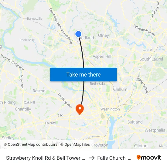 Strawberry Knoll Rd & Bell Tower Dr to Falls Church, VA map