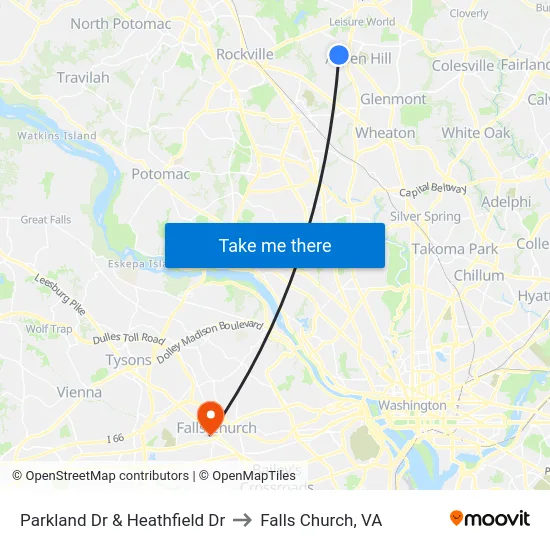 Parkland Dr & Heathfield Dr to Falls Church, VA map