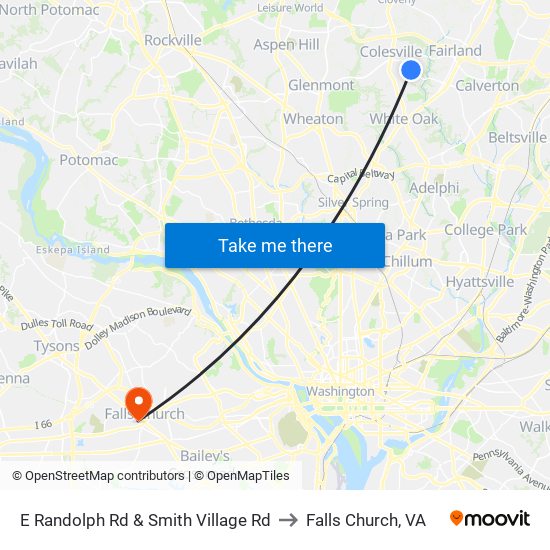 E Randolph Rd & Smith Village Rd to Falls Church, VA map