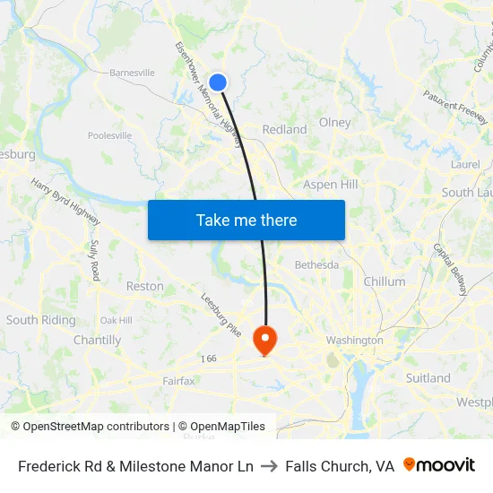 Frederick Rd & Milestone Manor Ln to Falls Church, VA map
