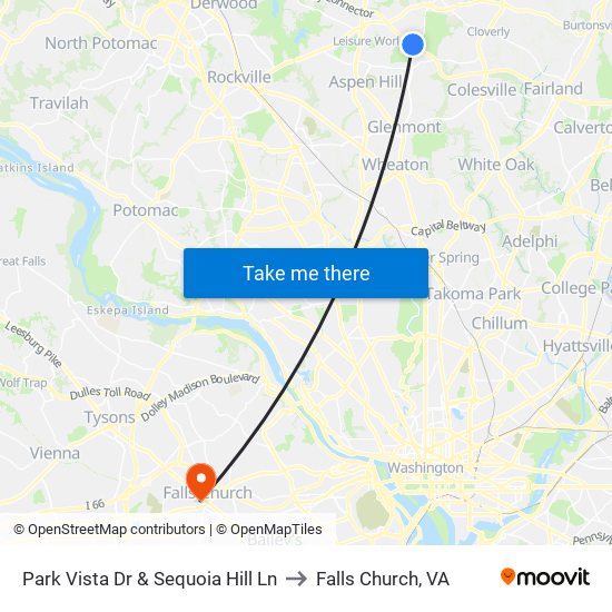 Park Vista Dr & Sequoia Hill Ln to Falls Church, VA map