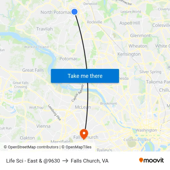 Life Sci - East & @9630 to Falls Church, VA map