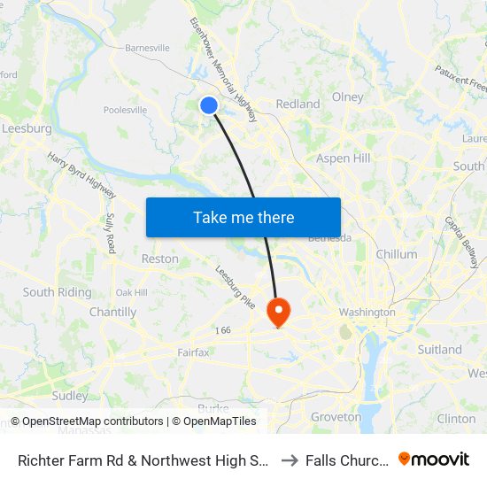 Richter Farm Rd & Northwest High School Enter to Falls Church, VA map