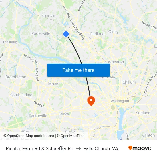 Richter Farm Rd & Schaeffer Rd to Falls Church, VA map