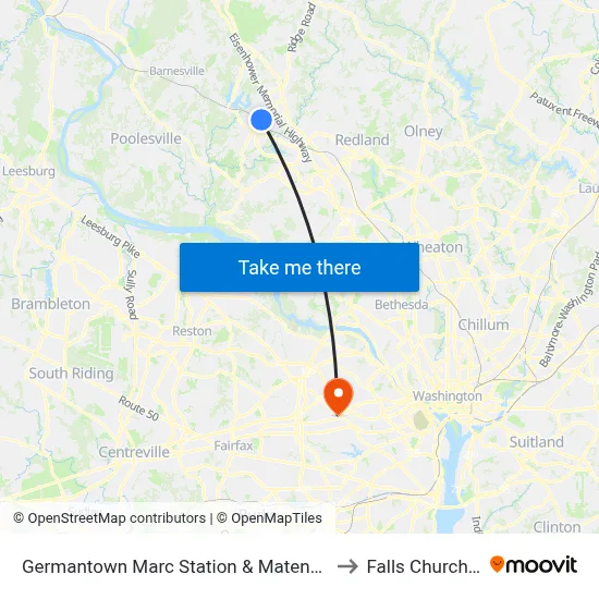 Germantown Marc Station & Mateny Hill Rd to Falls Church, VA map