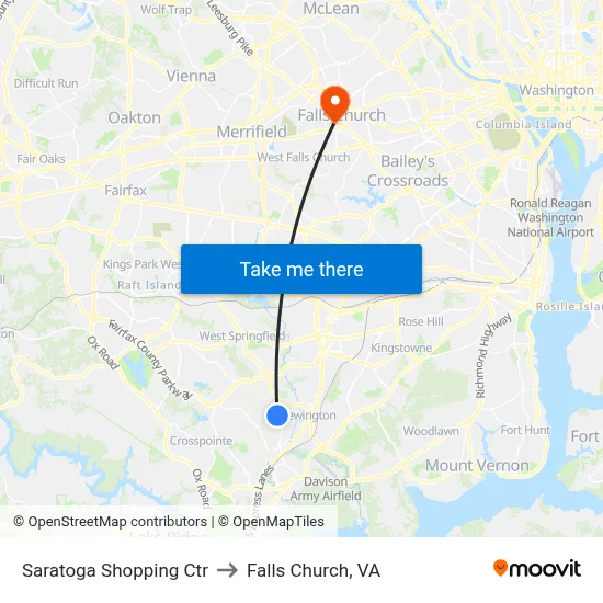 Saratoga Shopping Ctr to Falls Church, VA map