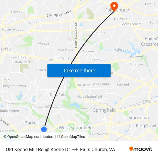 Old Keene Mill Rd @ Keene Dr to Falls Church, VA map