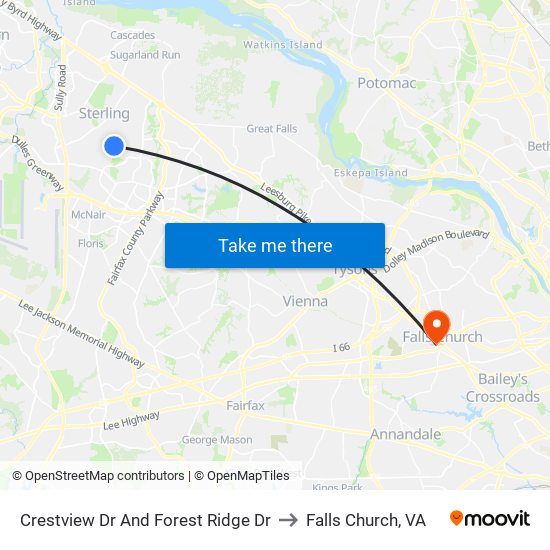 Crestview Dr And Forest Ridge Dr to Falls Church, VA map