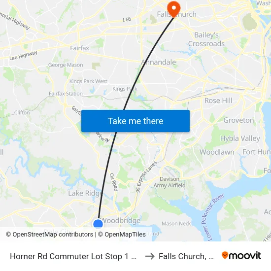 Horner Rd Commuter Lot Stop 1 PM to Falls Church, VA map