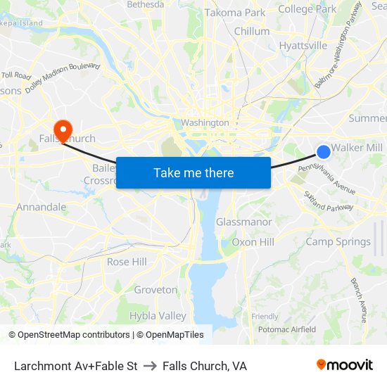 Larchmont Av+Fable St to Falls Church, VA map