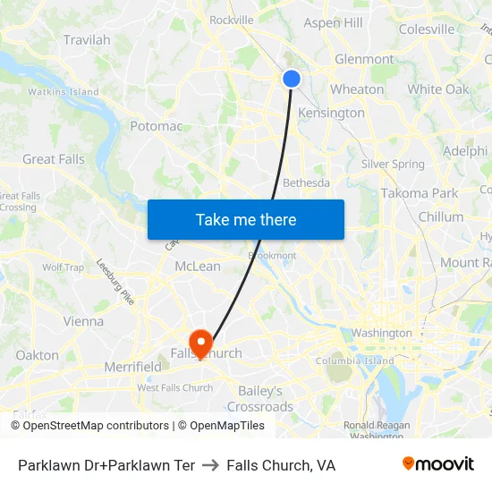 Parklawn Dr+Parklawn Ter to Falls Church, VA map