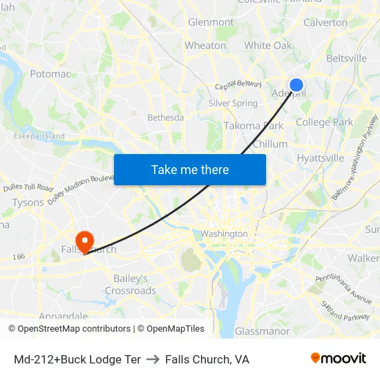 Md-212+Buck Lodge Ter to Falls Church, VA map