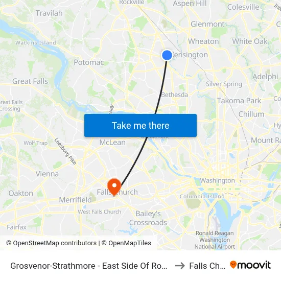 Grosvenor-Strathmore - East Side Of Rockville Pike Near Tuckerman Ln. to Falls Church, VA map