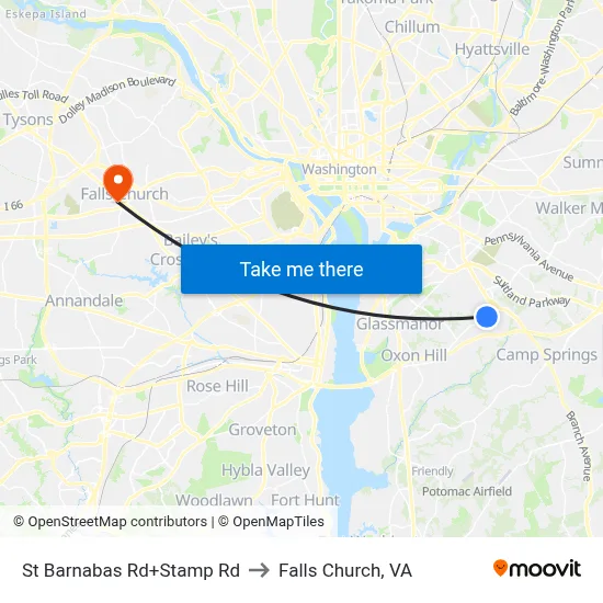 St Barnabas Rd+Stamp Rd to Falls Church, VA map