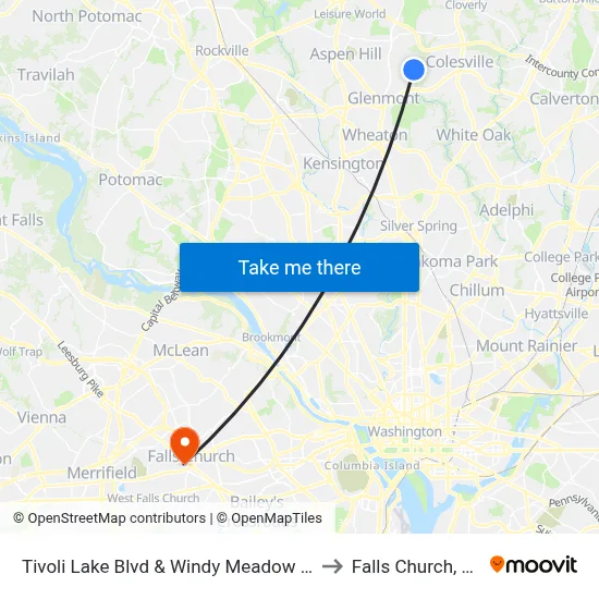 Tivoli Lake Blvd & Windy Meadow Ln to Falls Church, VA map