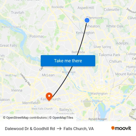 Dalewood Dr & Goodhill Rd to Falls Church, VA map