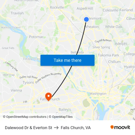 Dalewood Dr & Everton St to Falls Church, VA map