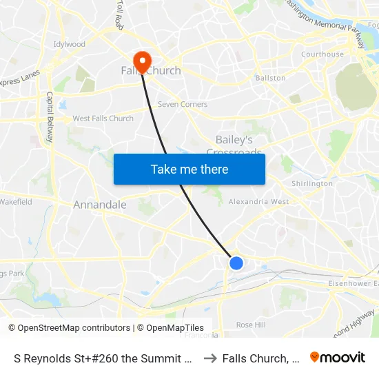 S Reynolds St+#260 the Summit Apt to Falls Church, VA map