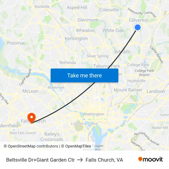 Beltsville Dr+Giant Garden Ctr to Falls Church, VA map