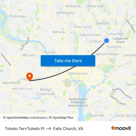 Toledo Ter+Toledo Pl to Falls Church, VA map