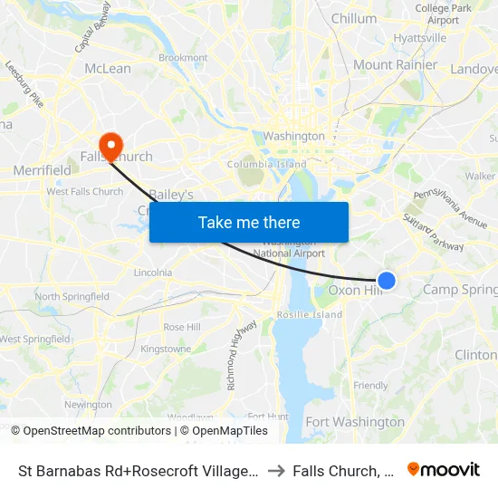 St Barnabas Rd+Rosecroft Village Dr to Falls Church, VA map