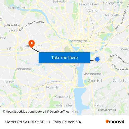 Morris Rd Se+16 St SE to Falls Church, VA map