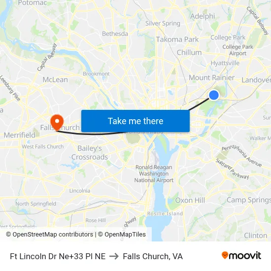 Ft Lincoln Dr Ne+33 Pl NE to Falls Church, VA map
