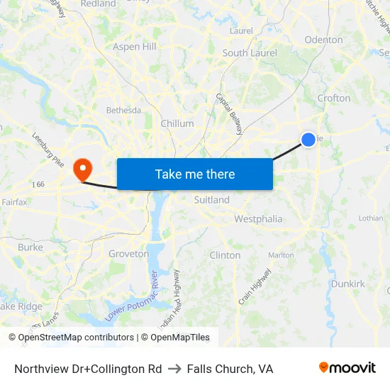 Northview Dr+Collington Rd to Falls Church, VA map