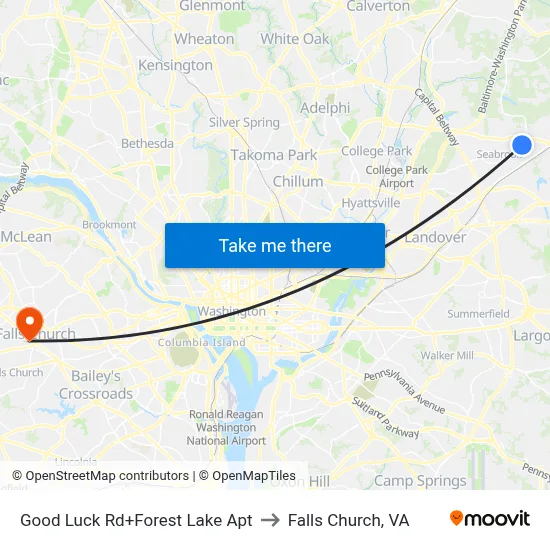 Good Luck Rd+Forest Lake Apt to Falls Church, VA map