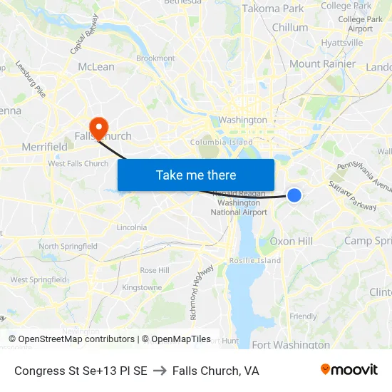 Congress St Se+13 Pl SE to Falls Church, VA map