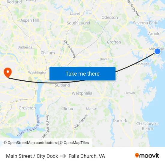Main Street  / City Dock to Falls Church, VA map