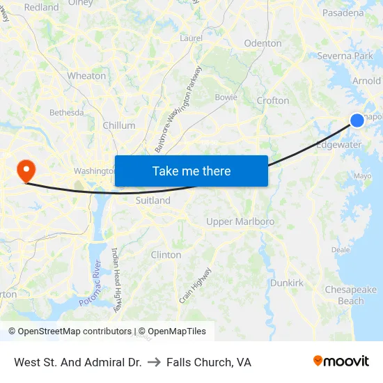 West St. And Admiral Dr. to Falls Church, VA map
