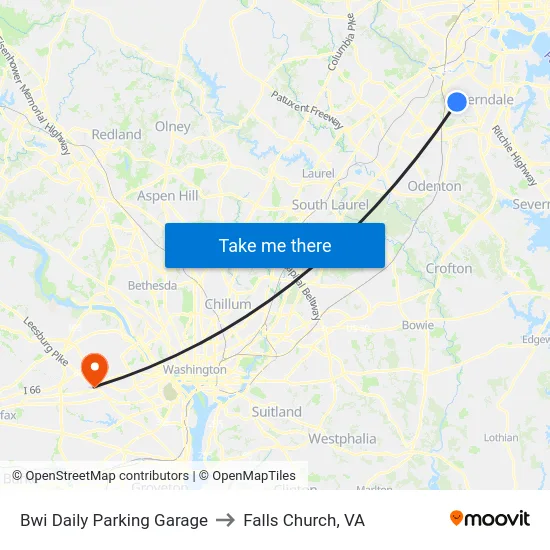 Bwi Daily Parking Garage to Falls Church, VA map