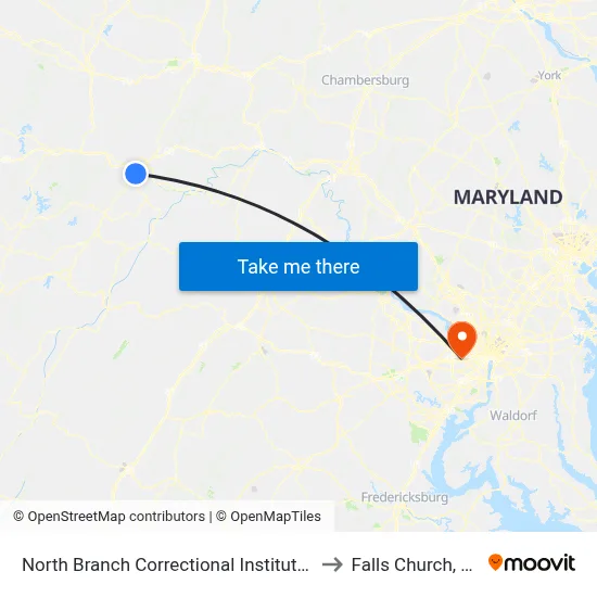 North Branch Correctional Institution to Falls Church, VA map