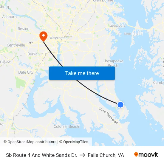 Sb Route 4 And White Sands Dr. to Falls Church, VA map