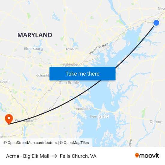 Acme - Big Elk Mall to Falls Church, VA map