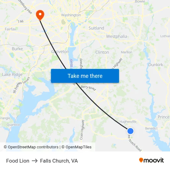 Food Lion to Falls Church, VA map