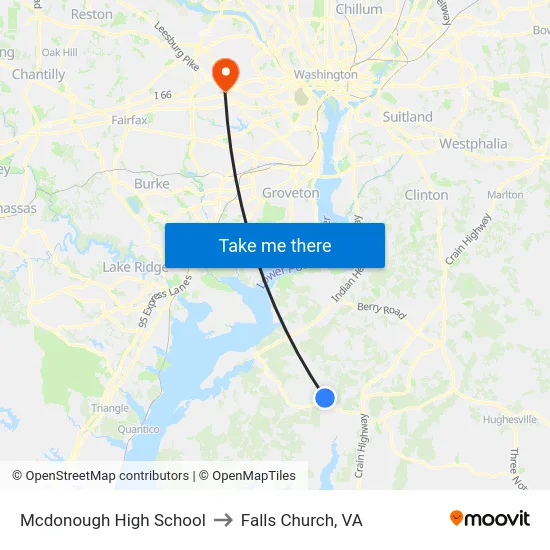 Mcdonough High School to Falls Church, VA map
