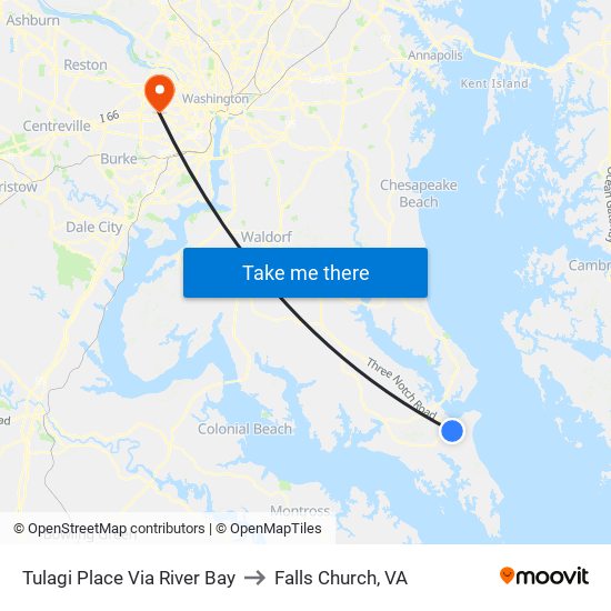 Tulagi Place Via River Bay to Falls Church, VA map