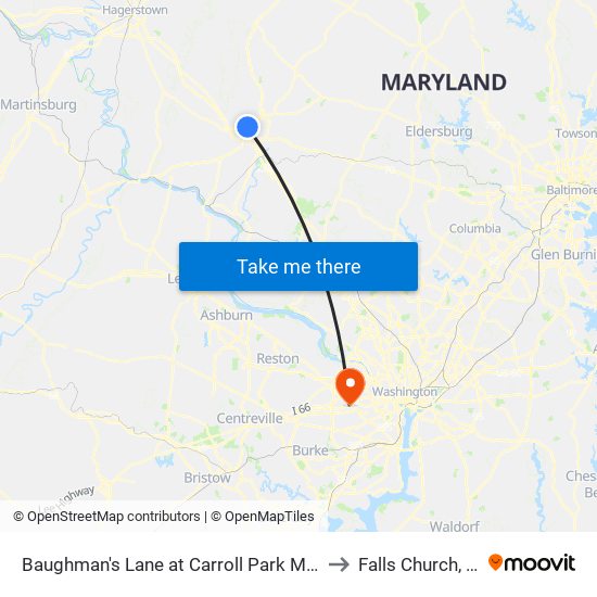 Baughman's Lane at Carroll Park Manor to Falls Church, VA map