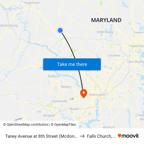 Taney Avenue at 8th Street (Mcdonalds) to Falls Church, VA map