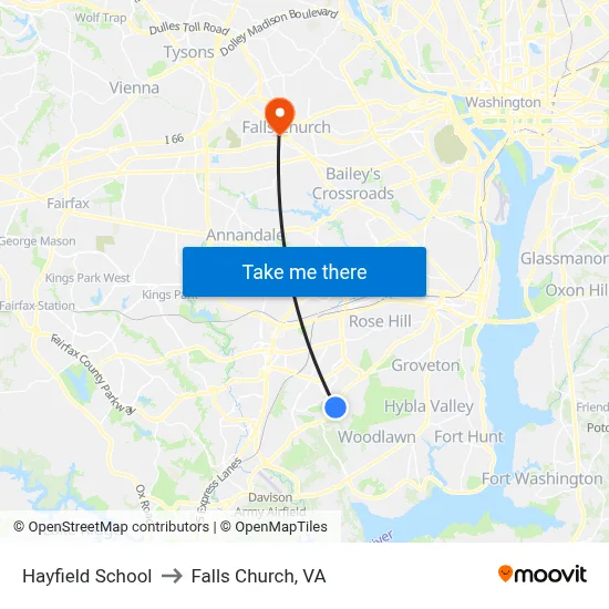 Hayfield School to Falls Church, VA map