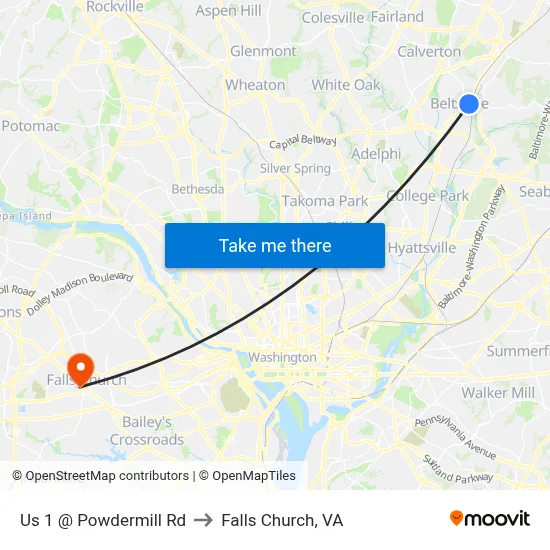 Us 1 @ Powdermill Rd to Falls Church, VA map