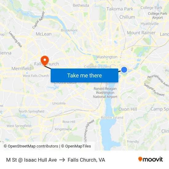 M St @ Isaac Hull Ave to Falls Church, VA map