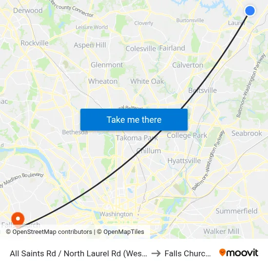 All Saints Rd / North Laurel Rd (Westbound) to Falls Church, VA map
