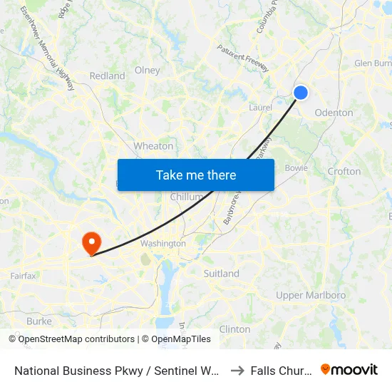 National Business Pkwy / Sentinel Way (Northbound) to Falls Church, VA map